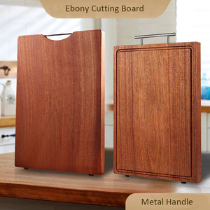 ชุดเขียงไม้มะเกลือหนาขนาดใหญ่สำหรับสับอาหารโบราณสลักโลโก้ได้ตามต้องการพร้อมที่จับโลหะสำหรับห้องครัวที่บ้าน - Product Image 2