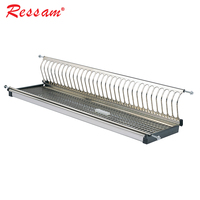 Armoire de rangement de cuisine à 2 niveaux en acier inoxydable Ressam Support mural intégré pour bol, égouttoir à vaisselle