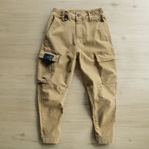 <strong>Vintage</strong> Carpenter Work Pocket Casual <strong>Cargo</strong> <strong>Pants</strong> Solid Khaki Trousers for Men - Product Image 2