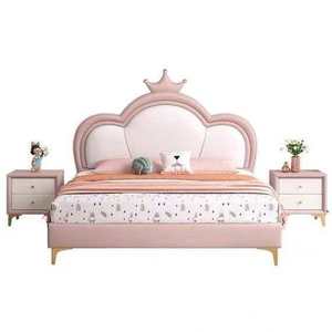 Cama de Princesa con Forma de Corona Mágica para Niñas Pequeñas - Cama de Ensueño Tapizada en PU Suave en Color Rosa - Muebles Infantiles de Estilo Nórdico - Product Image 5