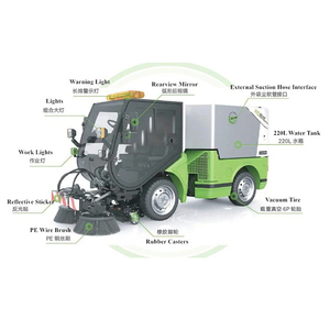 Machine de nettoyage routier industrielle à quatre roues directionnelles pour voirie et sols - Product Image 4
