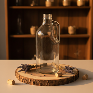 Jarra de vidrio resistente con asa y tapa para zumo frío, leche o agua, con boquilla de vertido fácil. - Product Image 4