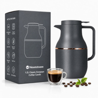Carafe à café classique européenne de 1,2 L avec poignée ergonomique, pot à café thermique isolé sous vide antidérapant