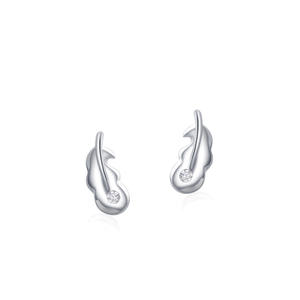 Boucles d'oreilles en argent sterling S925 avec zircone ronde, version cuivre personnalisable, inspiration naturelle, feuille, cadeau créatif pour femmes - Product Image 1