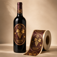 Etiquetas Personalizadas para Botellas de Vino con Lámina Dorada, Resistentes al Agua, para Vino Tinto, Licores, Embalaje, Marca Privada, Logotipo OEM, Rollo, Cualquier Tamaño y Forma