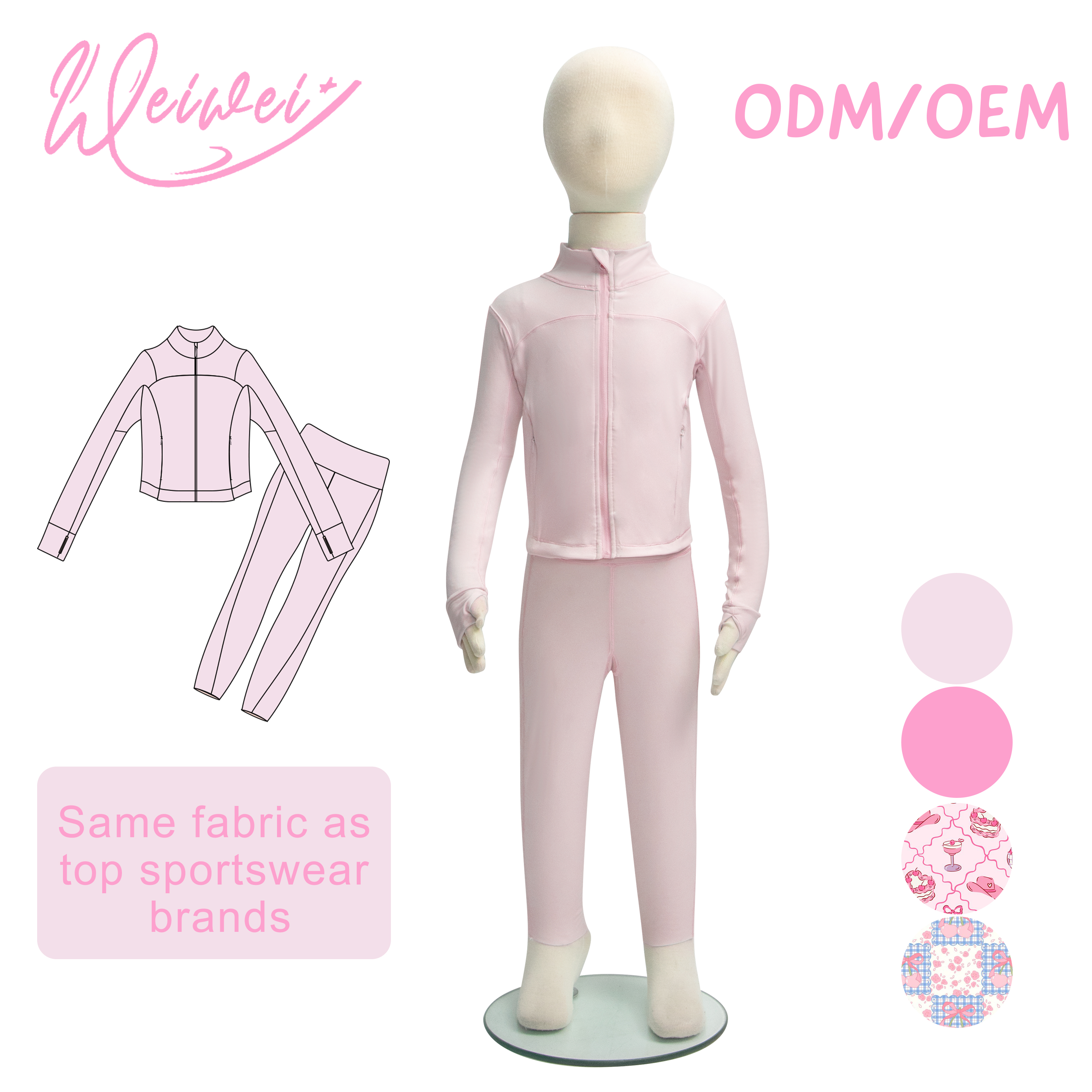 WeiWei Custom Nylon Spandex Girls Yoga 2-piece Set Low MOQ Private Label Gym CPC Certified Buttery Soft Naked Feel For Wear