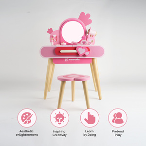 Table de <span class=keywords><strong>Maquillage</strong></span> en Bois pour Enfants, Jouet de Simulation Princesse, Coiffeuse avec Accessoires de Beauté, Jeu <span class=keywords><strong>d</strong></span>'<span class=keywords><strong>habillage</strong></span> pour Filles - Product Image 4