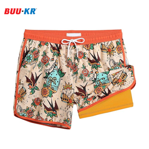 Buker กางเกงขาสั้นออกกำลังกาย2-in-1สำหรับผู้ชายกางเกงขาสั้นตาข่ายสองชั้น5นิ้วพิมพ์โลโก้ได้ตามต้องการ - Product Image 1