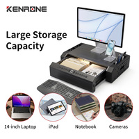 Soporte de Metal Resistente para Monitor, Caja de Almacenamiento Segura con Cajón Extraíble, Montable Bajo el Escritorio, Compatible con OEM/ODM para Compradores Comerciales