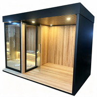 Sauna traditionnel extérieur avec poêle, cabine en bois de pruche, douche à vapeur, combo sauna pour jardin