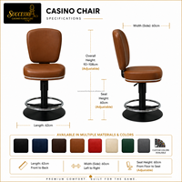 Fauteuil de jeu Baccarat Successor, chaise réglable en hauteur, tabourets en cuir avec mousse à mémoire de forme, mobilier de bar et de casino, vendu par le fabricant