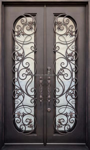 أبواب حديدية مزدوجة أنيقة مخصصة أبواب حديدية أمامية من الفولاذ الحراري للمنازل في لوس أنجلوس - Product Image 5