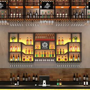 Étagères murales <span class=keywords><strong>en</strong></span> métal et <span class=keywords><strong>bois</strong></span> pour bouteilles de vin, présentoirs autoportants pour spiritueux, comptoirs gondoles pour magasins de spiritueux, étagères personnalisées pour magasins de spiritueux - Product Image 3