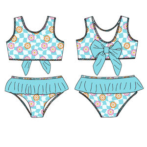 Nouvelle Collection 2026 : Ensemble <span class=keywords><strong>Bikini</strong></span> Fille Été Deux Pièces Personnalisé – Débardeur Dos Nu Extensible Motif Floral en Spandex/Polyester – Tenue de Plage - Product Image 2