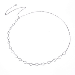 โซ่ประดับร่างกายรูปหัวใจประดับเพชรเทียม โลหะผสมสังกะสี สีเงิน สำหรับสวมใส่ทุกวัน เครื่องประดับแฟชั่น เข็มขัดเสริม - Product Image 4