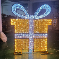Caja de Regalo Gigante Decorativa LED 3D Personalizable con Brillantina para Hoteles, Centros Comerciales, Motivo Luminoso Navideño 3D para la Temporada Festiva