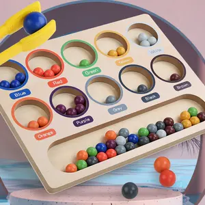 Mainan edukasi anak-anak dari kayu dan teka-teki angka berbentuk labirin dengan penghitung Montessori mainan keterampilan Motor halus