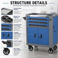 Armoire à outils robuste à roulettes en acier, personnalisable OEM/ODM, verrouillable, système à clé, capacité de charge 250 kg, pour atelier de mécanique automobile