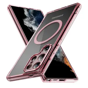 Luxury Hard PC Phone Case Magnetic Camera Protector Mobile Phone Bags For Samsung Galaxy S24 Ultra