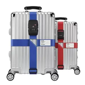 조정 가능한 여행 가방 벨트 실리콘 수하물 태그 여행 가방 태그 팩 수하물 스트랩 잠금 장치가있는 수하물 벨트 설정