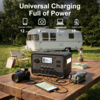 Station d'alimentation portable LiFePO4 300W - 1KW avec onduleur à onde sinusoïdale pure, recharge par panneau solaire pour le camping en extérieur et la sauvegarde d'urgence
