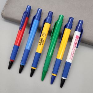 Two Tone Split Body Rubber Grip Plastic Click Ballpoint <b>Pen</b>, Custom Logo Retractable Advertising <b>Pen</b> - Product Image 6