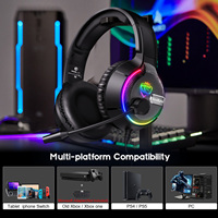 Casque de jeu E-sports avec son stéréo AAC, éclairage RGB, filaire pour PS5/PS4/Xbox/PC/Audiophile/Sports/Voyage, aide auditive DJ ENC