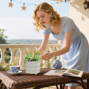 Planta Suculenta Artificial de Plástico con Maceta - <span class=keywords><strong>Cactus</strong></span> Artificial para Decoración de Escritorio en Casa, Regalo al por Mayor para Cumpleaños y Graduación - Product Image 5