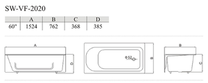 Bañera de hierro fundido Alcove de 60'' con frente de revestimiento, desagüe reversible - Product Image 6