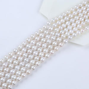 Perles d'eau douce baroques blanches en forme de goutte de 9-11 mm en gros, accessoires pour collier DIY, Zhuji avec perles roses en vrac - Product Image 3