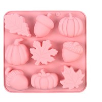 Moule en silicone à 9 cavités pour citrouille d'Halloween avec motifs feuille de noyer, érable, rose, tournesol, résistant à la chaleur pour la cuisson de bonbons, puddings et gâteaux DIY