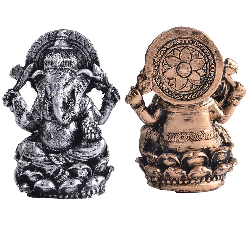 Artigianato artistico all'ingrosso elefante indù dio del successo Mini statua Ganesha in oro personalizzata per la decorazione del Desktop