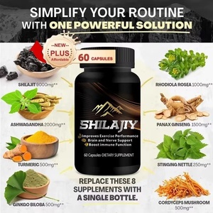 Cápsulas de Suplemento de Energia com Extrato de <span class=keywords><strong>Ashwagandha</strong></span> e Shilajit do Himalaia, Força 10 em 1, Marca Própria OEM, Atacado - Product Image 3