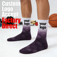 Échantillon Gratuit Chaussettes de Sport Montantes pour Hommes Jeunes Automne, pour Basketball, avec Bout Sans Couture, Compression Éponge, Antibactériennes, Motif 3D Maximum