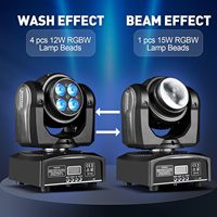 100W LED Moving Head Bühnenbeleuchtung 2-Seiten Wash Beam Effekt RGBW 4-in-1 DMX Soundaktiv für DJ Party Bar Show Hochzeitsbeleuchtung