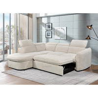 Juego de Sofás Reclinables Portátiles Modernos Beige Personalizados de Fábrica, Sofá Cama Plegable en Forma de L de 5 Plazas para Hotel