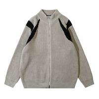 Logo personnalisé Fabricant de pulls Cardigan décontracté à manches longues Pull en tricot épais zippé Chaud pour hommes