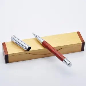 玫瑰木滚笔配优雅木盒包装兼容德国施耐德笔芯完美赠品