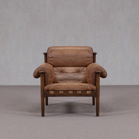 Fauteuil rétro à support stable avec coussins ergonomiques rembourrés pour l'aménagement des espaces domestiques et commerciaux