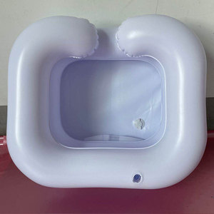PVC Inflatable Shampoo Basin For Elderly Double Layer Foot Bath Hospital Bed Use White - Product Image 3