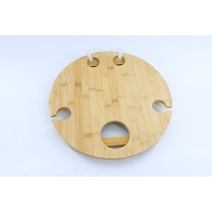 Table à vin ronde en bambou, table à vin pliante portable d'extérieur en bambou, porte-verres à vin rond en bambou, table de pique-nique. - Product Image 4