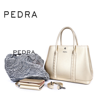 Tas Tangan Wanita Grosir Merek PEDRA, Desain Kulit PU Baru, Tas Tote Anyaman Fashion Wanita, Tas Selempang dengan Dompet