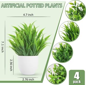 4パックミニ人工ポットユーカリ草プラスチックフェイクプラント家庭用またはオフィス装飾花 - Product Image 2