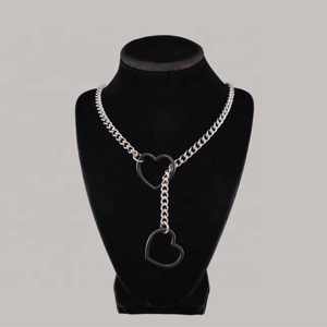 ล็อกเก็ตหัวใจแนวพังก์สำหรับผู้หญิงโซ่สไตล์โกธิคปรับได้ O-ring เครื่องประดับสร้อยคอสลิป - Product Image 4