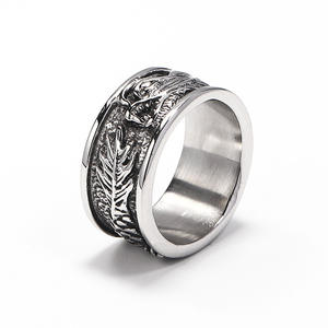 Joyería de comercio exterior transfronterizo al por mayor retro patrón de dragón nacional anillo de acero de titanio para hombres punk hip-hop Street - Product Image 4