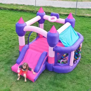 Château gonflable pour enfants, <span class=keywords><strong>mini</strong></span> <span class=keywords><strong>trampoline</strong></span> d'intérieur et d'extérieur avec toboggan, maison de saut amusante en PVC avec <span class=keywords><strong>piscine</strong></span> à balles - Product Image 2