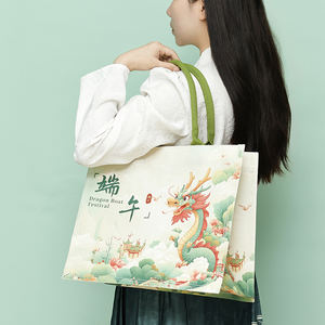 กระเป๋าช็อปปิ้งผ้าใบโลโก้ตามสั่งพร้อมเรือ Loong และมังกร<span class=keywords><strong>มงคล</strong></span>สำหรับการโปรโมตขององค์กรและการโฆษณาในซูเปอร์มาร์เก็ต - Product Image 5