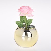 Nordique Moderne De Luxe Boule Ronde De Mariage Pièce Maîtresse Arrangement De Fleurs Or Argent Miroir Vases En Verre à vendre