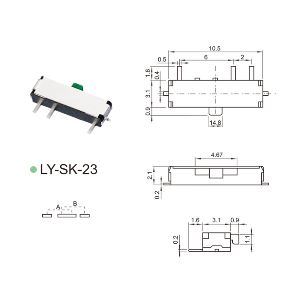 Interruttore PCB 2.54mm 2 Interruttori DIP A 2 Posizioni - Per Circuiti, Breadboard, Progetti Fai Da Te - 10x4mm Interruttore Dip 2 Posizioni - Foto 7
