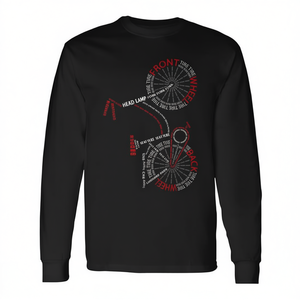 Camiseta de Ciclismo de Manga Larga con Diseño de Piezas de Bicicleta Urbana, Anatomía de la Bicicleta - Product Image 2